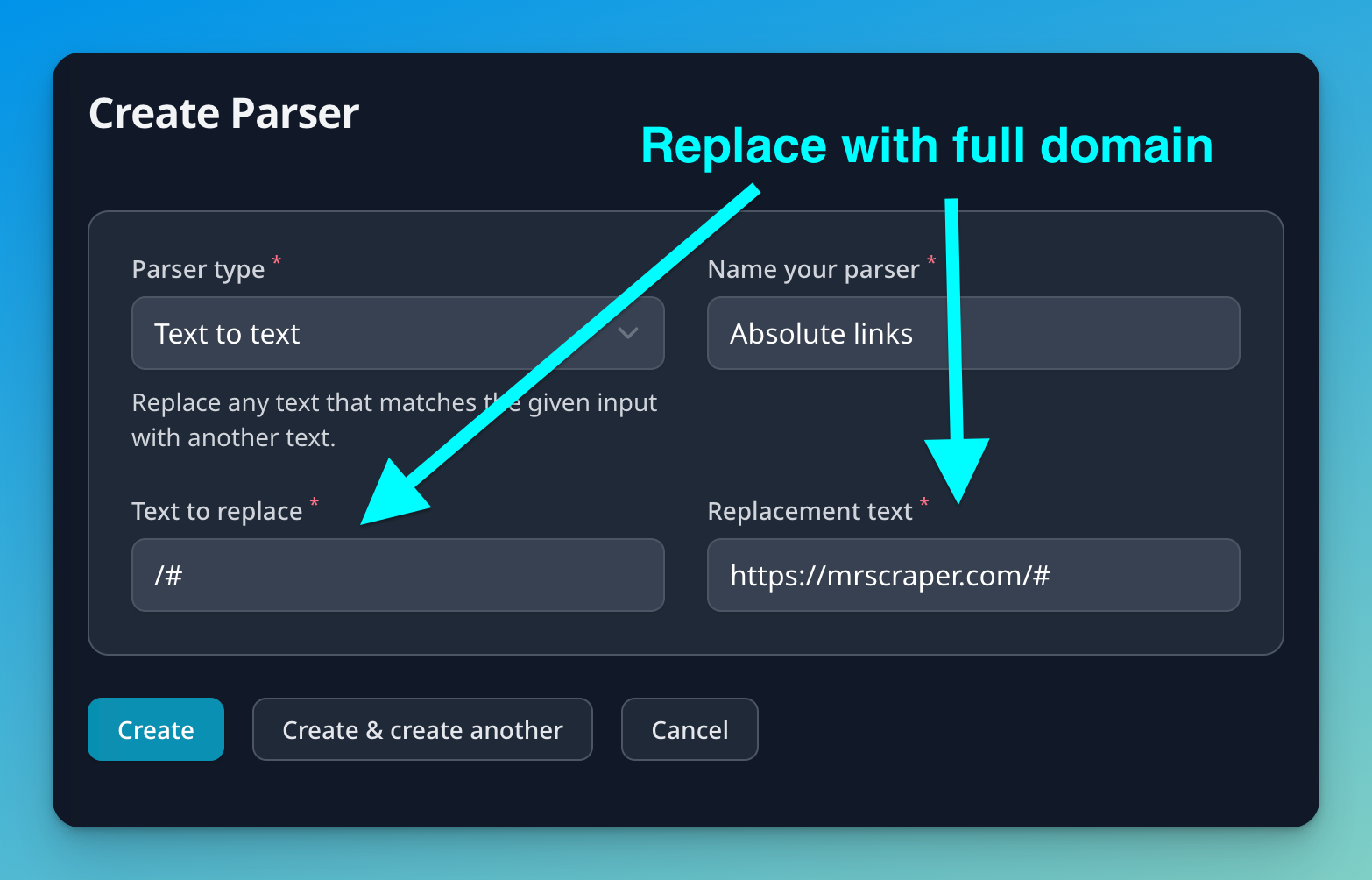 Create a data parser form